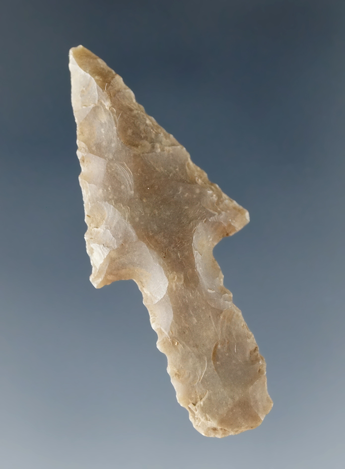 1 9/16" long-stemmed arrow point found in Texas.