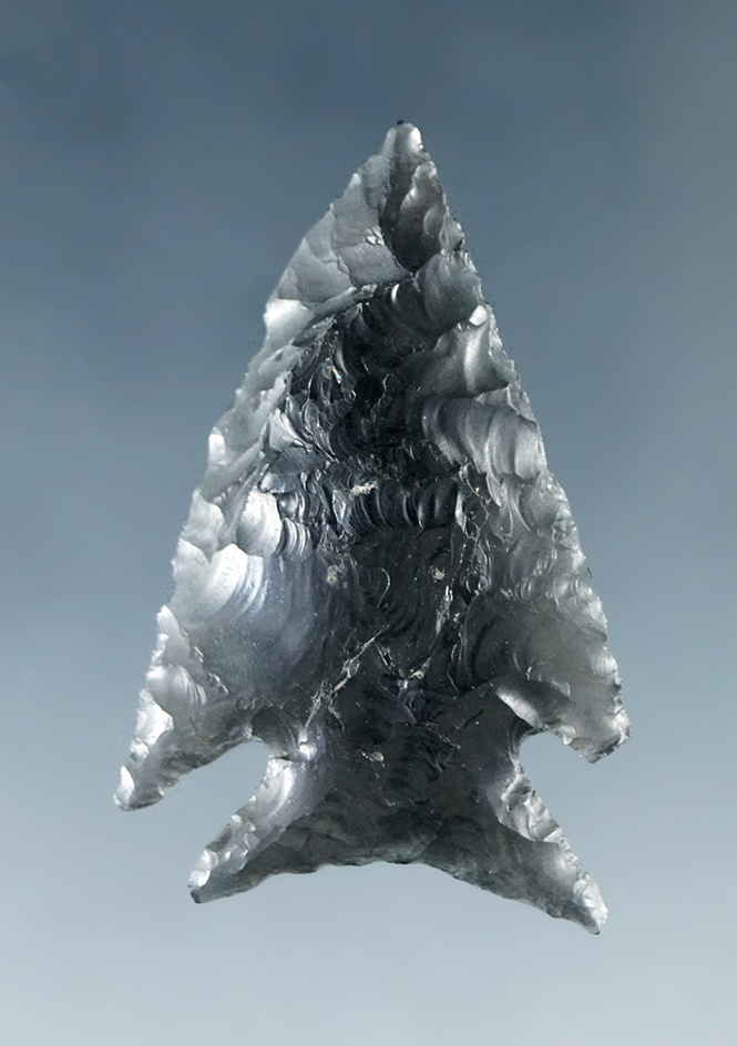 Excellent style on this 1 11/16" translucent obsidian Elko found in Lake Co., Oregon.