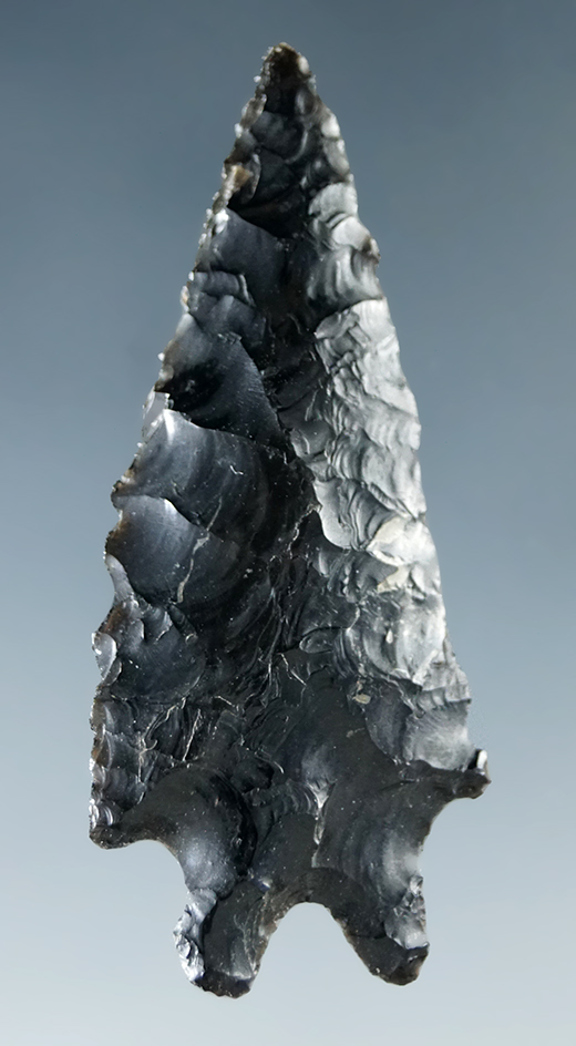 1 3/4" obsidian Pinto Basin found in Lake Co., Oregon.