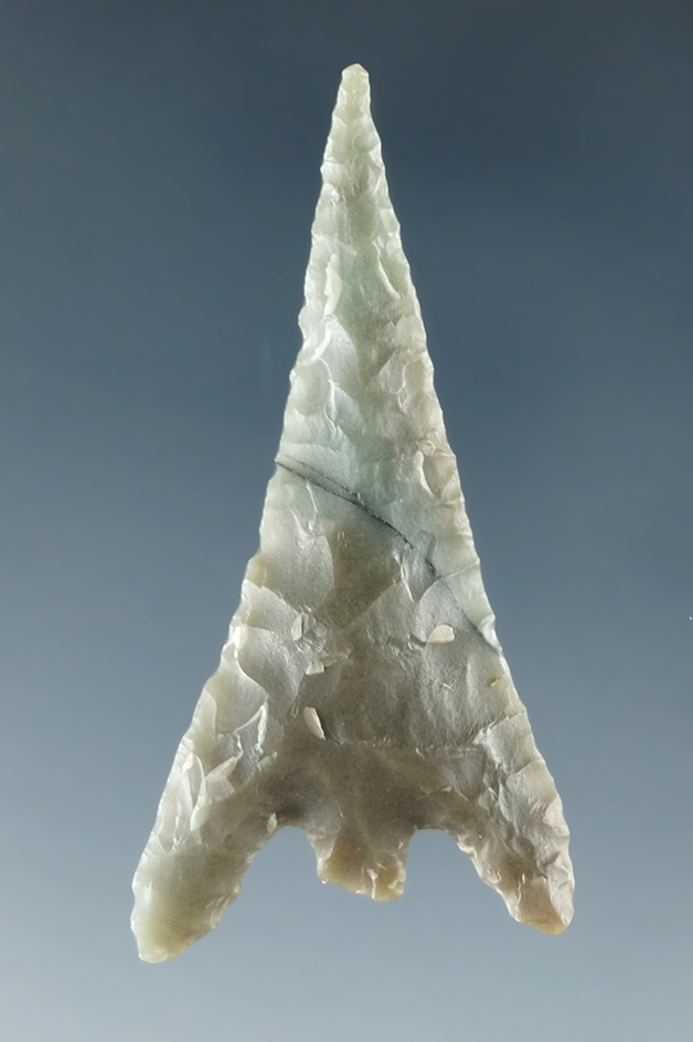 Beautiful material pattern on this 1 7/16" Gunther made from green Franciscan Chert.