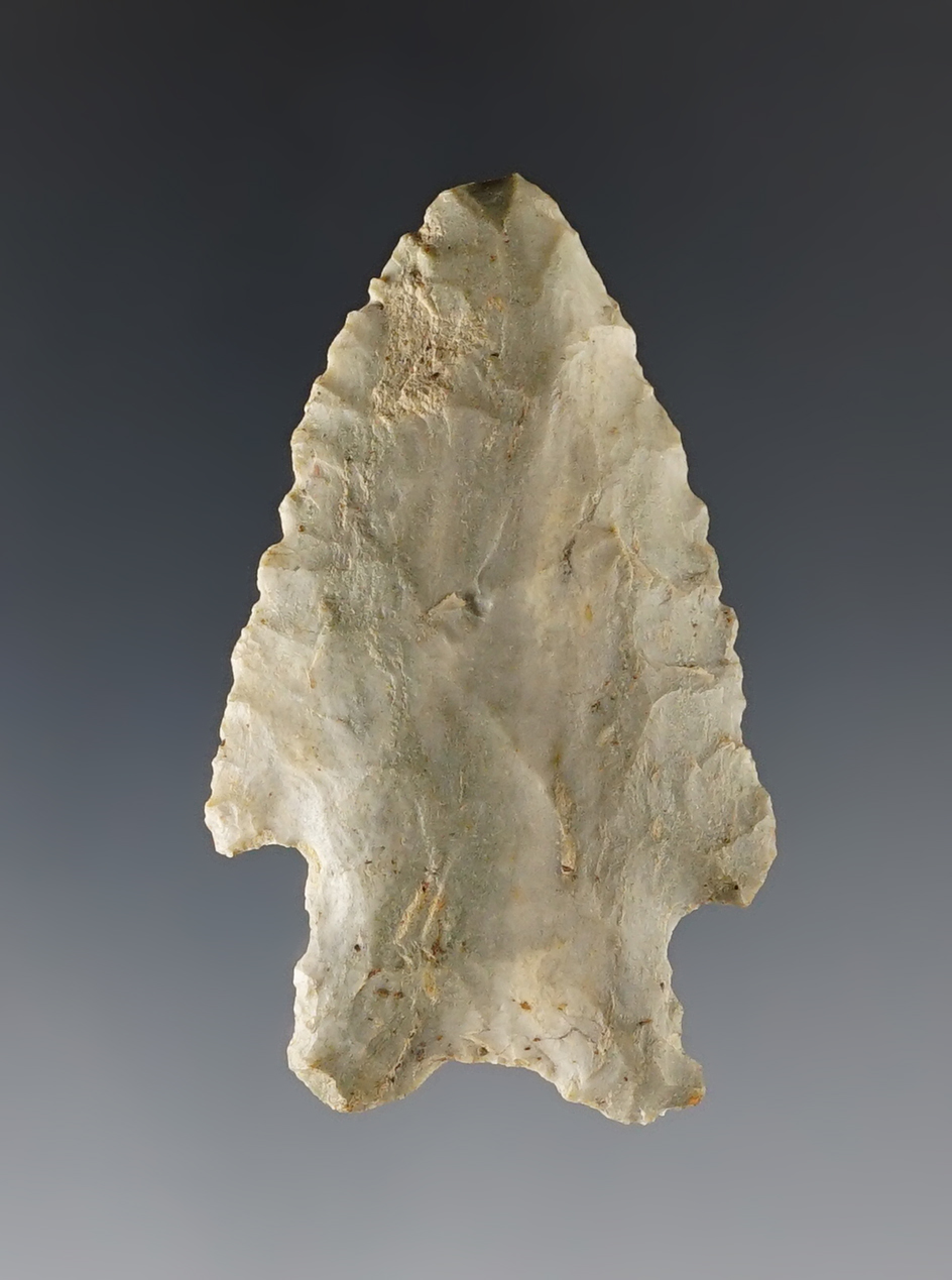 2 1/4" Archaic Kirk Point made of "Indiana Green". Found in Central Ohio.