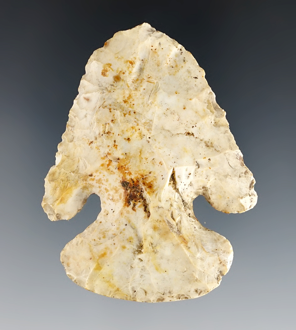 2 9/16" Thebes Hafted Scraper found in Wood Co., Ohio. Heavily patinated.