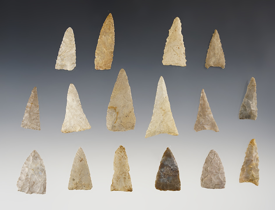 Set of 16 nice Midwest Triangles. The largest is 1 3/4".