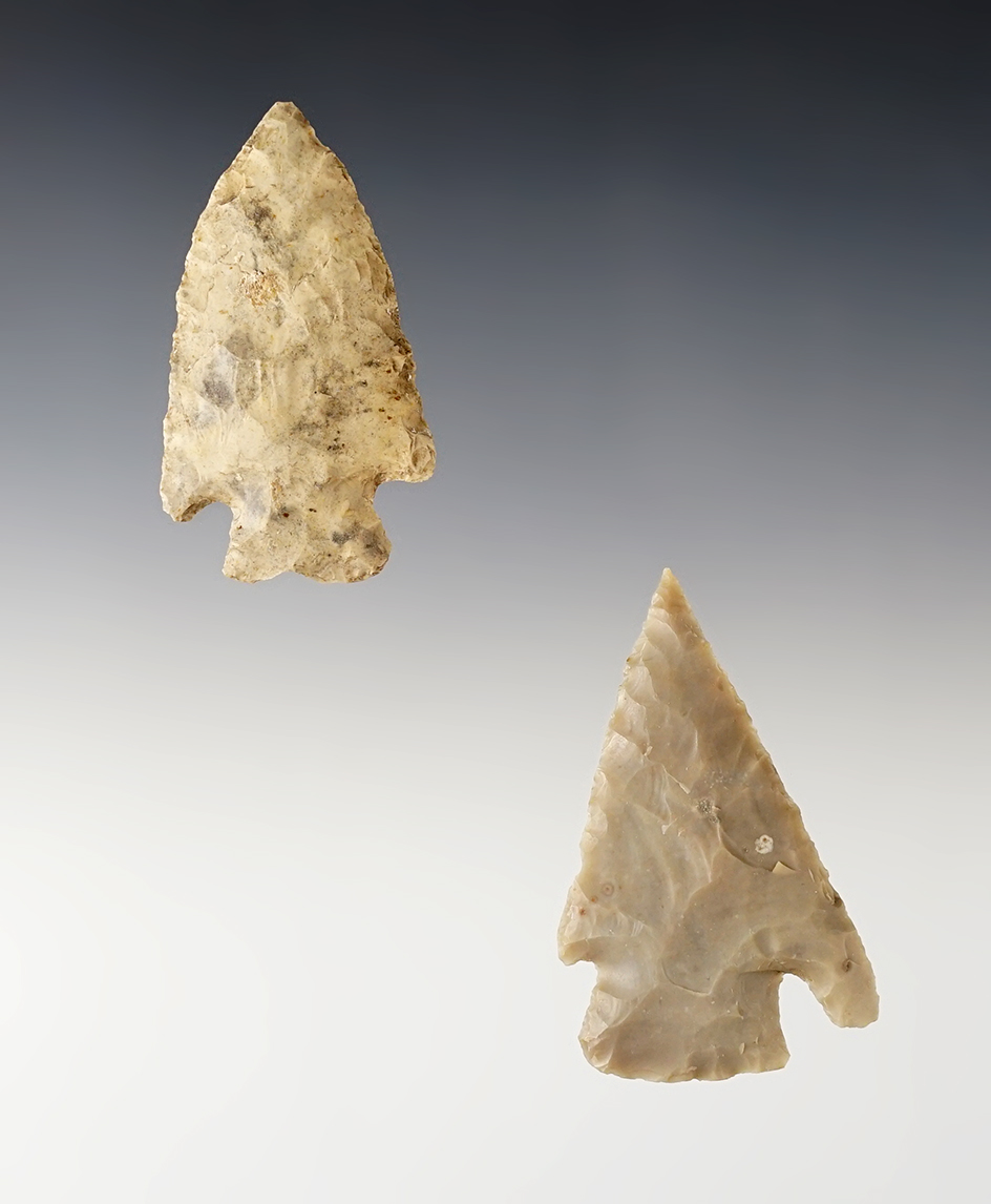 Pair of finely made South Central area points.  The largest is 2 1/4".