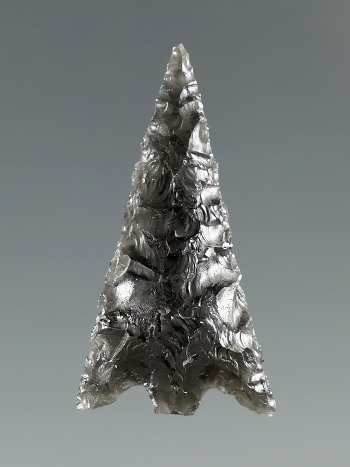 Excellent flaking and style on this 1 1/8" obsidian Columbia Plateau - Hood  River, Oregon.