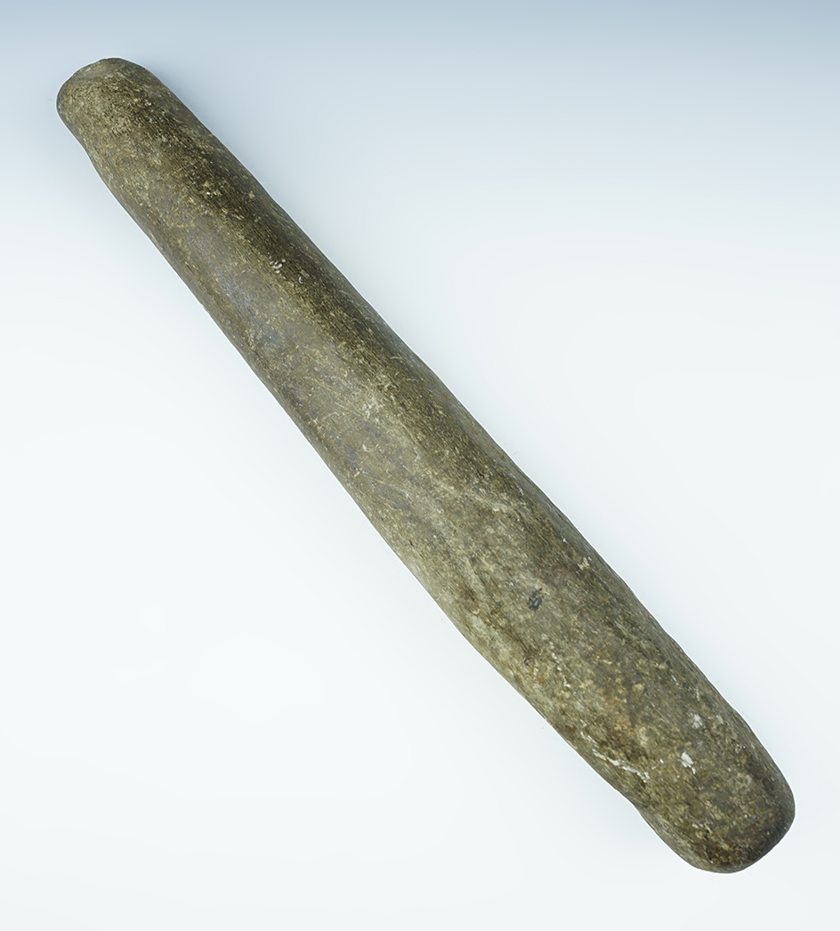 Large 14 1/8" long well styled Roller Pestle found in Ohio.