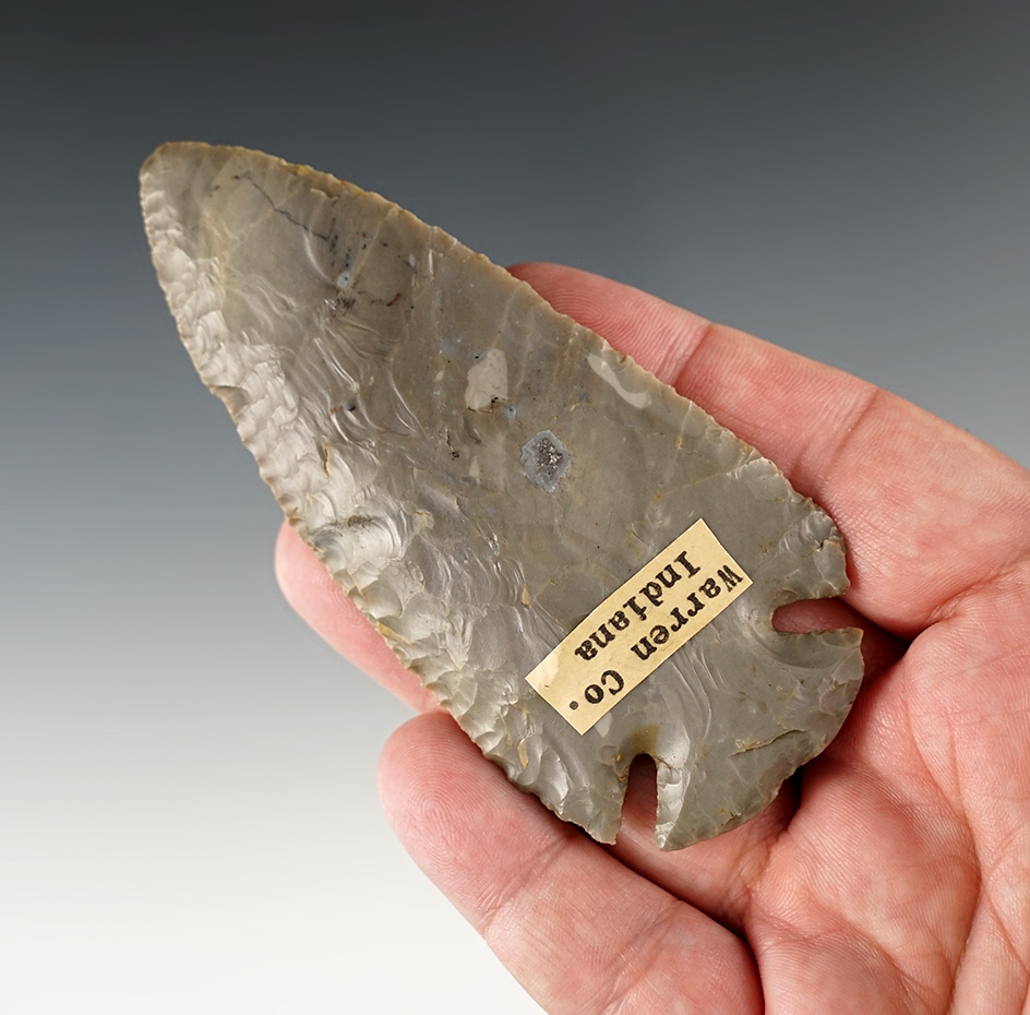 4 3/16" Dovetail made from high quality Hornstone in excellent condition. Warren Co., Indiana.