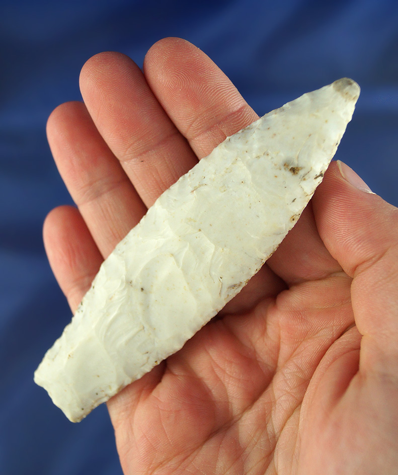 3 15/16" Nebo Hill made from Burlington chert found by A. V. Kurk and Lewis Co.,  Missouri