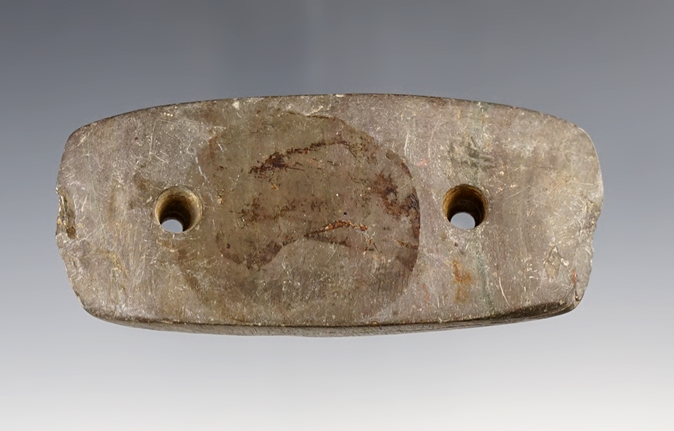 3 1/2" Rectangular Gorget found in Madison Co., Ohio. Ex. Bill Likens collection.