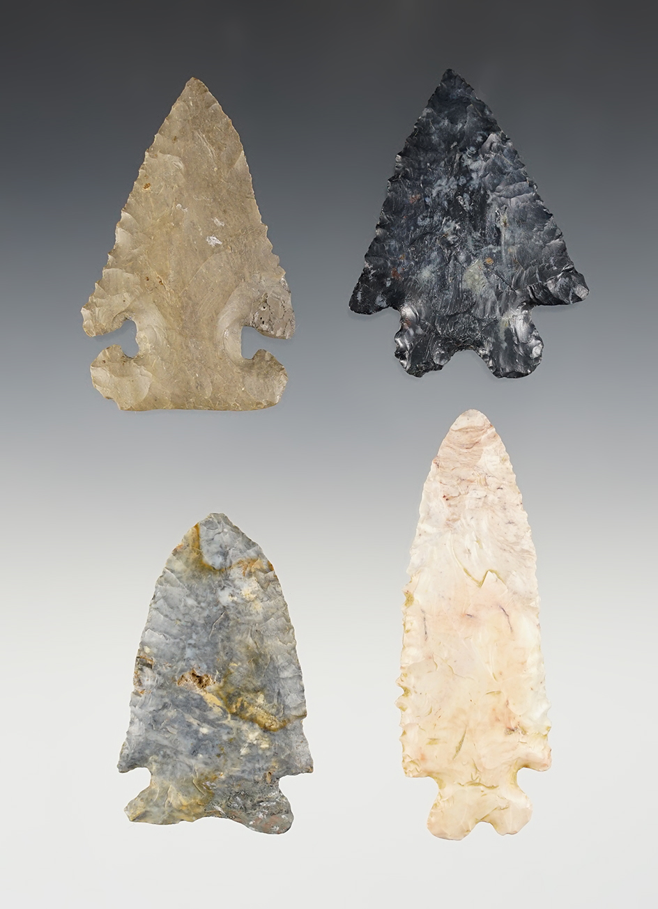 Set of 4 nice Ohio Points. All have minor restoration. The largest is 3 1/8".
