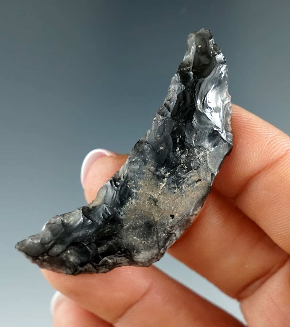 2 3/16" Paleo Butterfly Crescent found in southern Oregon. Nicely made from obsidian.