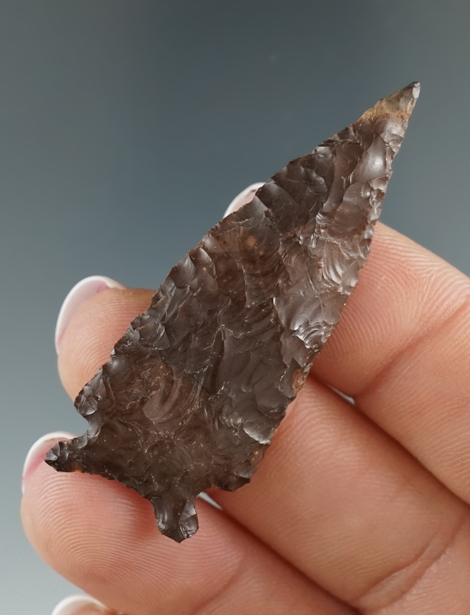 Excellent flaking and style on this Jasper Elko found near the Deschutes River, Oregon.