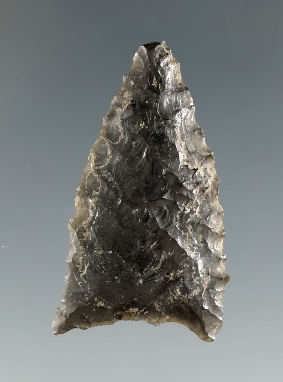 Pictured! 1 3/8" Spedis Triangular made from obsidian found near the Dalles, Oregon.
