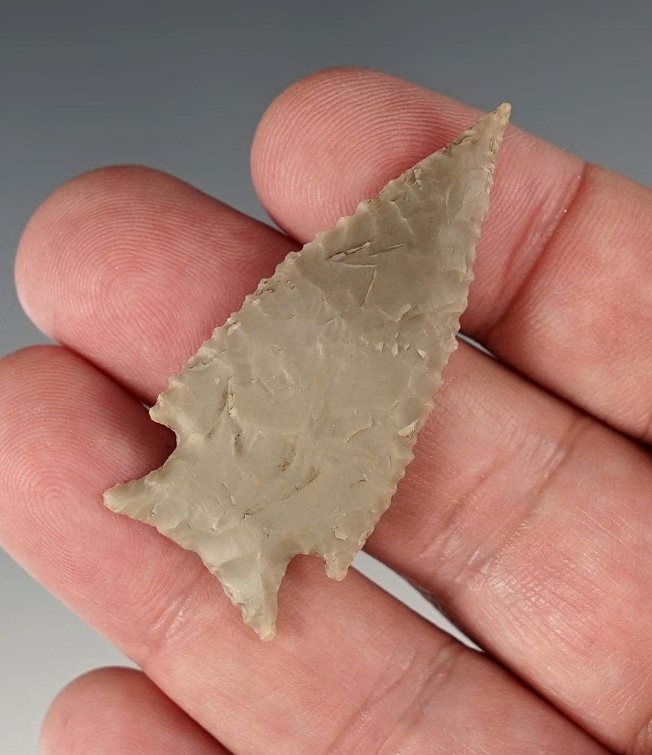 2" Fairland made from light gray Georgetown Flint, found in Williamson Co., Texas. Rogers COA.