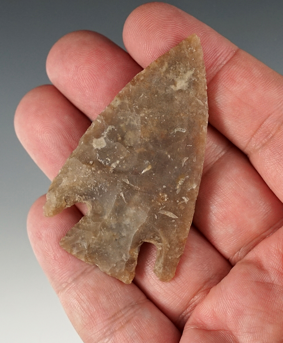 2 1/2" Marshall made from brown chert, found in Bandera Co., Texas. Rogers COA.