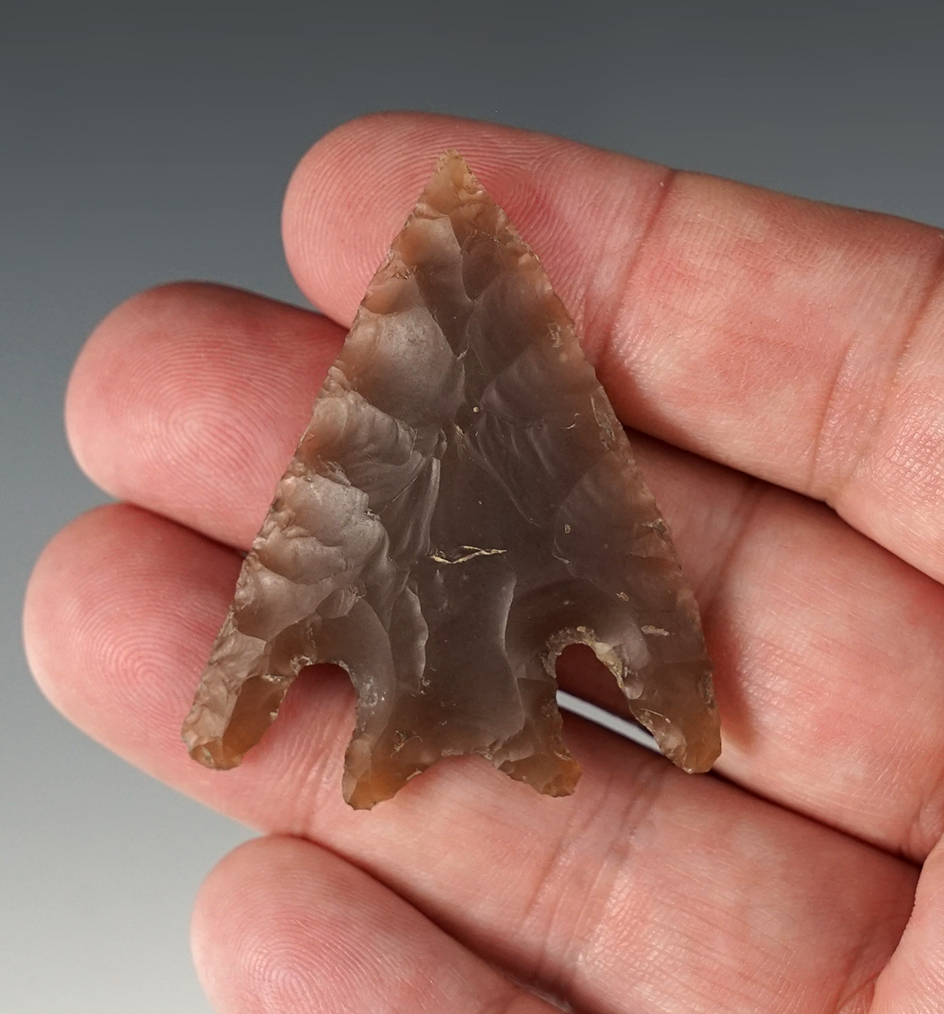 1 15/16" Marshall that is nicely made from brown flint. Found in Bandera Co., TX. Rogers COA.