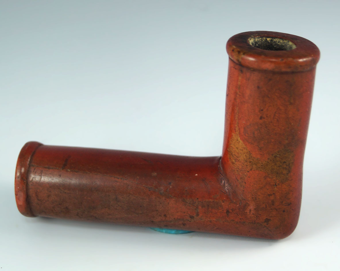 Exceptional! 3 3/4" Catlinite pipe - some engraving on surface.  Deaccessioned by Museum!