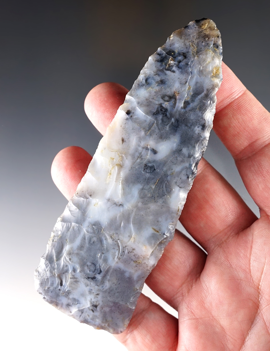 4 13/16" Flint Ridge Flint Knife found near Piqua, Miami Co., Ohio. Ex. G. Simpson collection. 