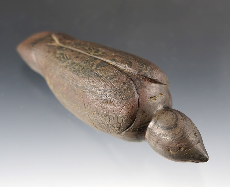 Sale Highlight! 3 7/8" Ohio Slate Bird Effigy. Highly detailed, great history. Pictured! Ohio. 