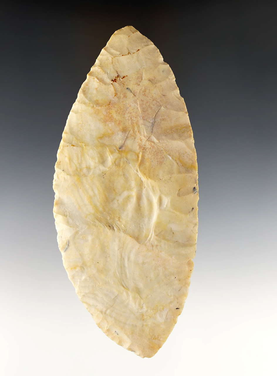 Ex. Museum! Well patinated 5 7/8" Adena Blade made from Burlington Chert. Adams Co., Ohio. 