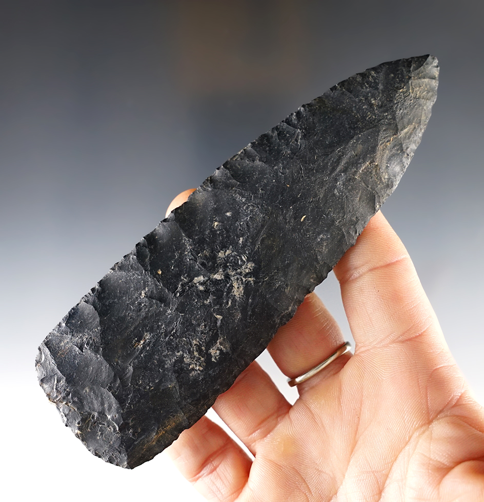 5 5/16" Cache Blade from Coshocton Flint. From the 1898 Holmes County Cache!