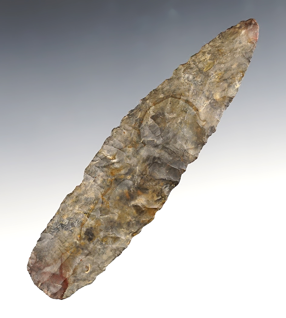 Nice 5 5/16" Ohio Paleo Knife made from patinated Coshocton Flint.