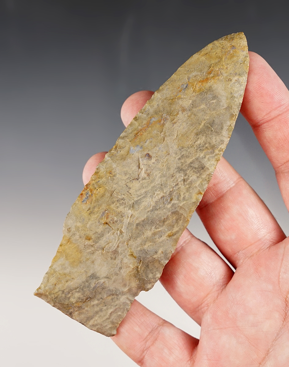 Exceptional! 4 15/16" Paleo Stringtown Lanceolate found in Tuscarawas Co., Ohio. 
