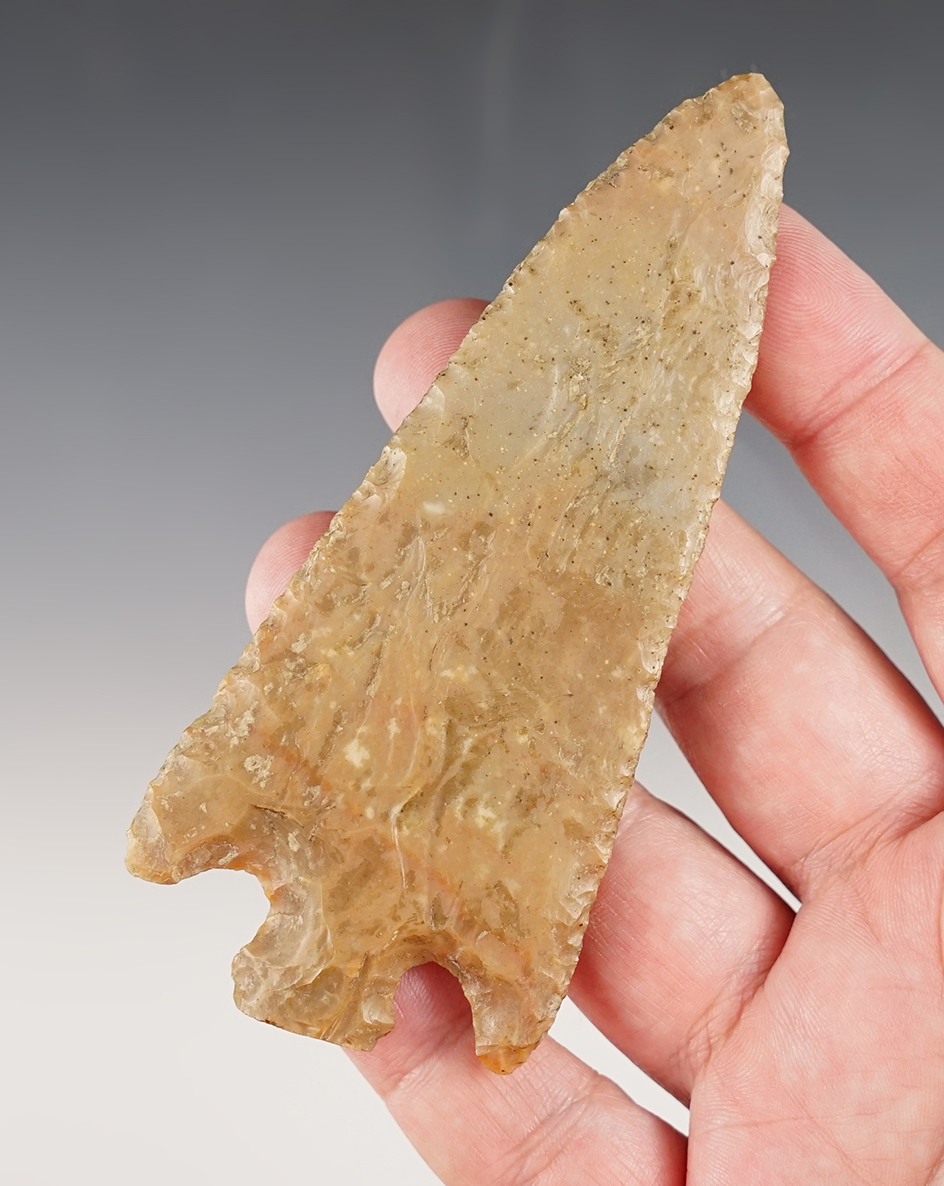 4 3/8" Hopewell Knife made from beautiful Flint Ridge Flint found in Ohio.