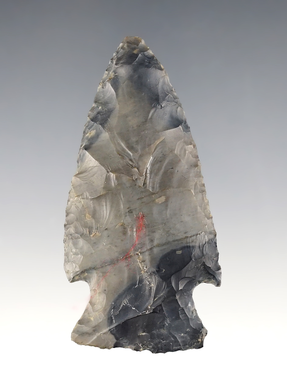 2 3/4" Hopewell made from highly rare dark-colored Flint Ridge Flint - Sandusky Co., Ohio. 