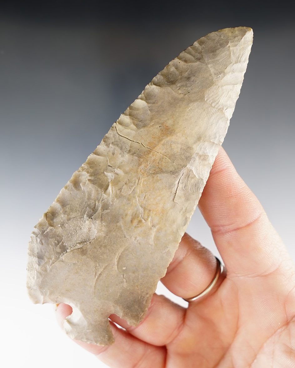 4 9/16" Corner Tang Base Knife found in Central Texas. Approx. 1 9/16" of the tip is restored.