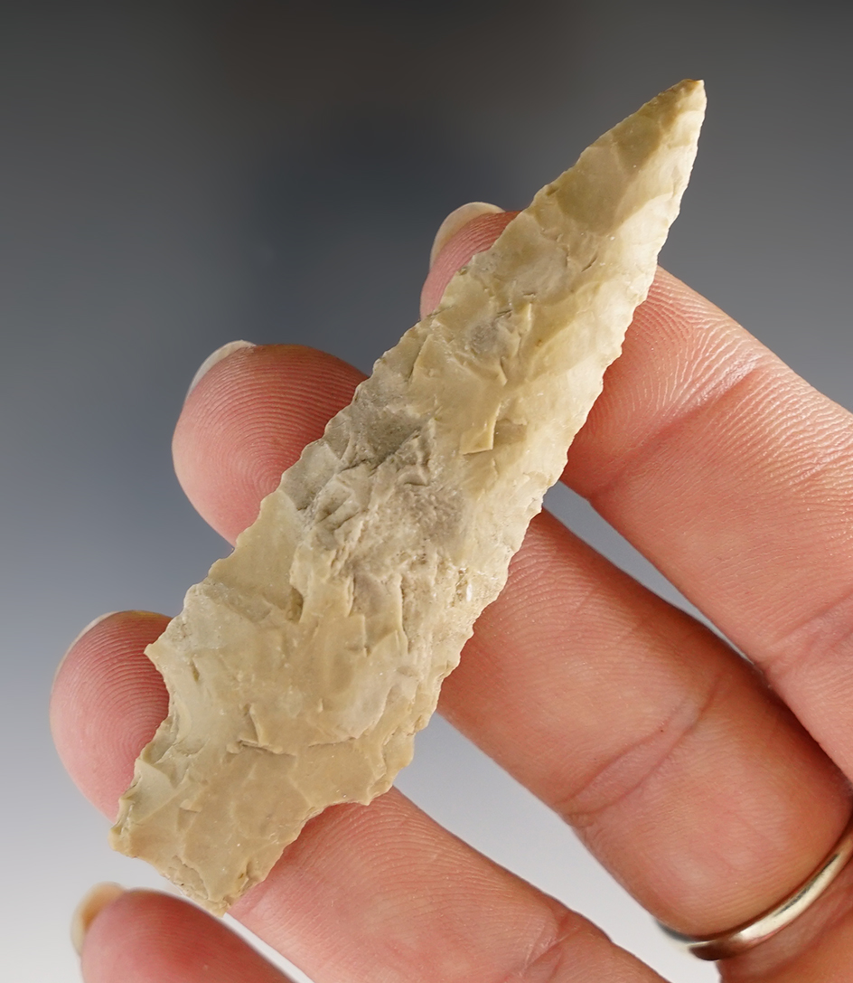 2 11/16" Darl made from cream Chert, found in Coryell Co., Texas. Comes with a Rogers COA.