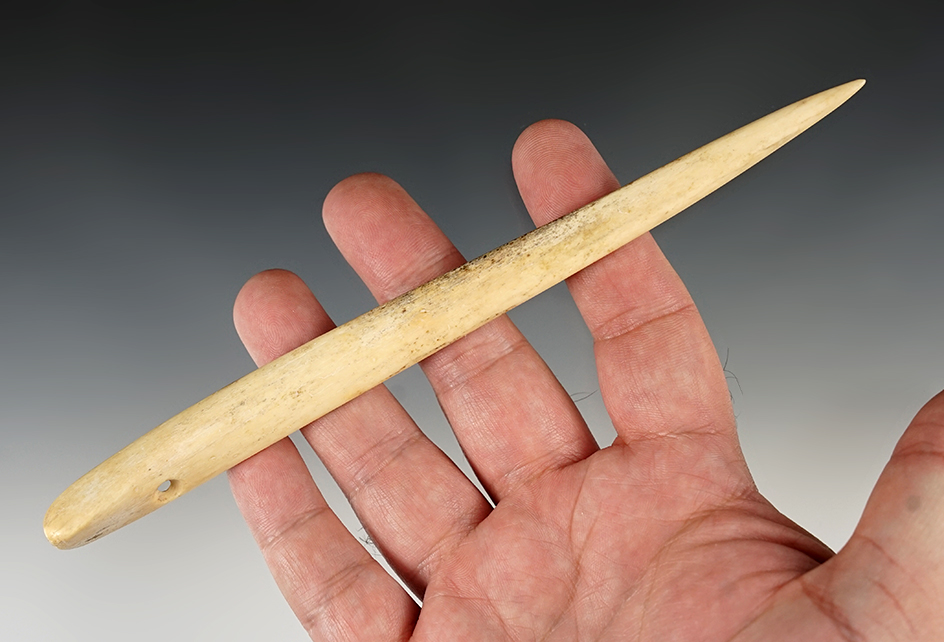 Large 7 1/4" Drilled Bone Awl or Needle found in New Mexico.