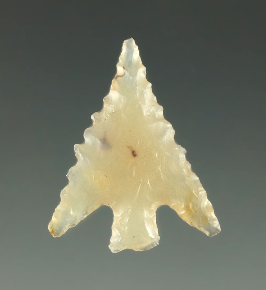 Exceptional 13/16" Columbia Plateau with fine serrations made from agate. Washington.