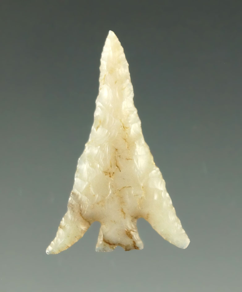 Nice swept wings on this 1" Columbia Plateau split stem found near the Columbia River, WA.