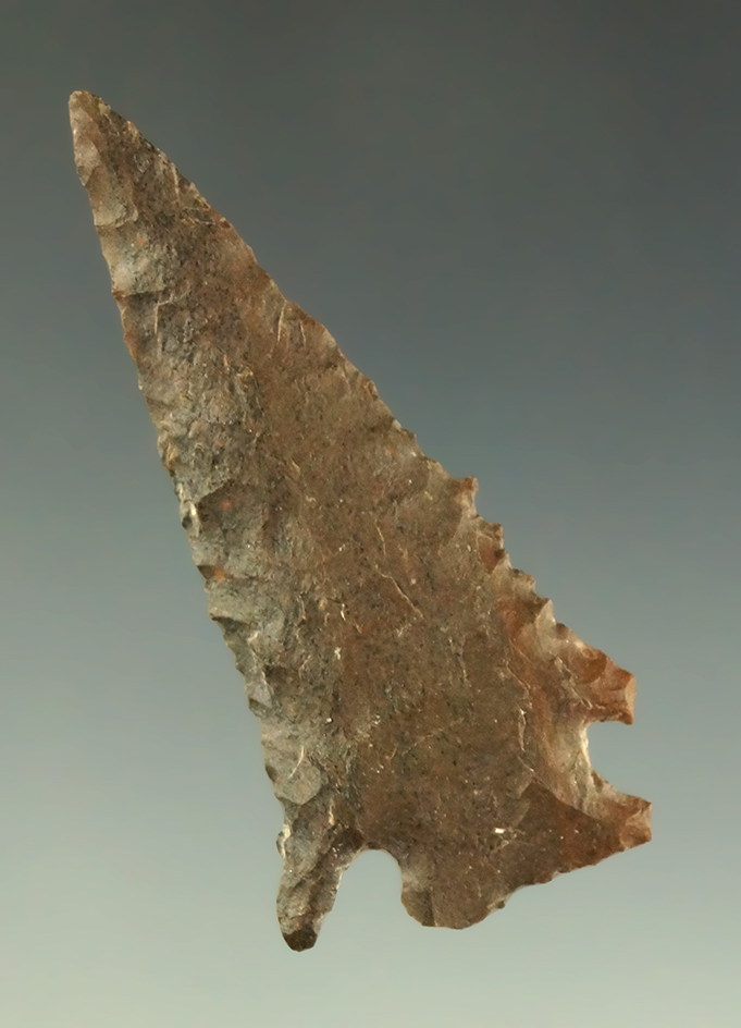 1 13/16" Snake River dart point found by Kaye Don Bruce near the John Day Rapids,  Washington.
