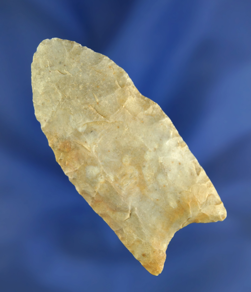 2 1/2" Paleo Fluted Clovis made from Flint Ridge Flint found in Tuscarawas Co.,  Ohio.
