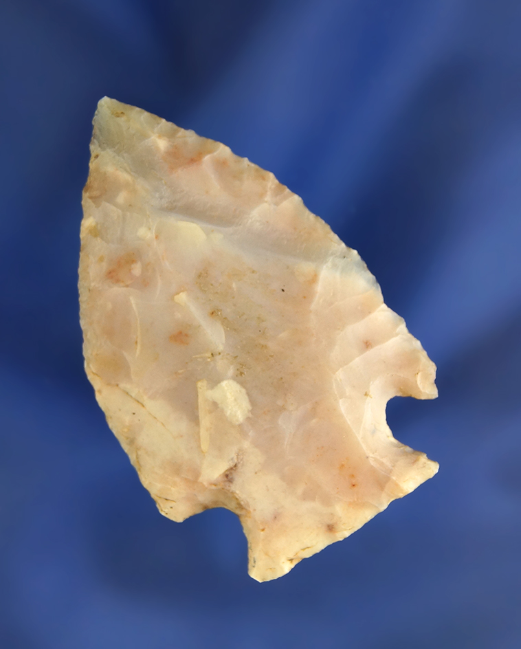 2 1/16" Flint Ridge Flint Intrusive Mound point found in Ohio. Ex. Steve Olenick collection.