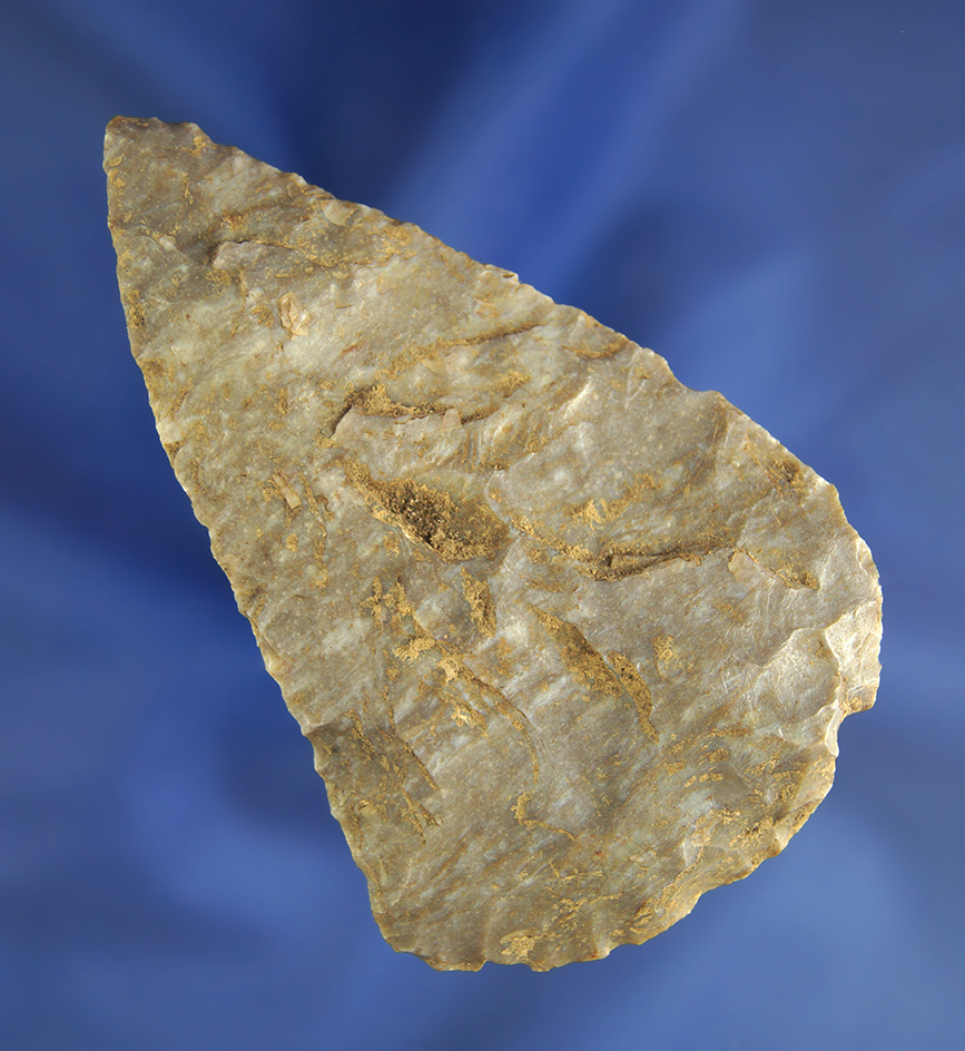 3 7/16" Coshocton Flint Archaic Beveled Blade found in Ohio.