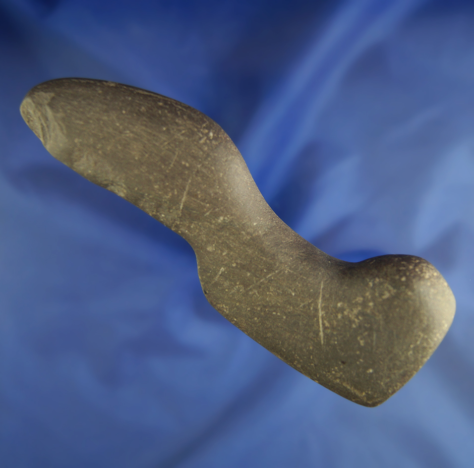 5 1/4" long undrilled slate Birdstone found in Summit Co.,  Ohio. Ex. Macy Halleck collection.