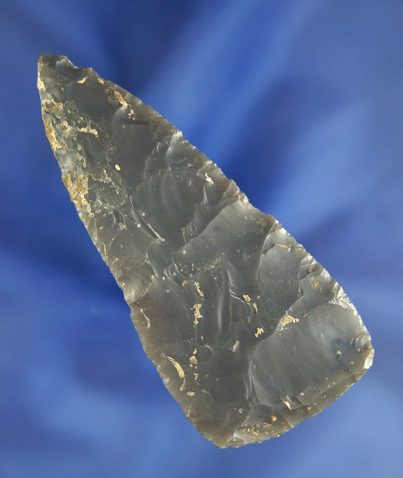 3 3/16" thin and nicely flaked semi translucent Triangular Knife found in Kentucky.