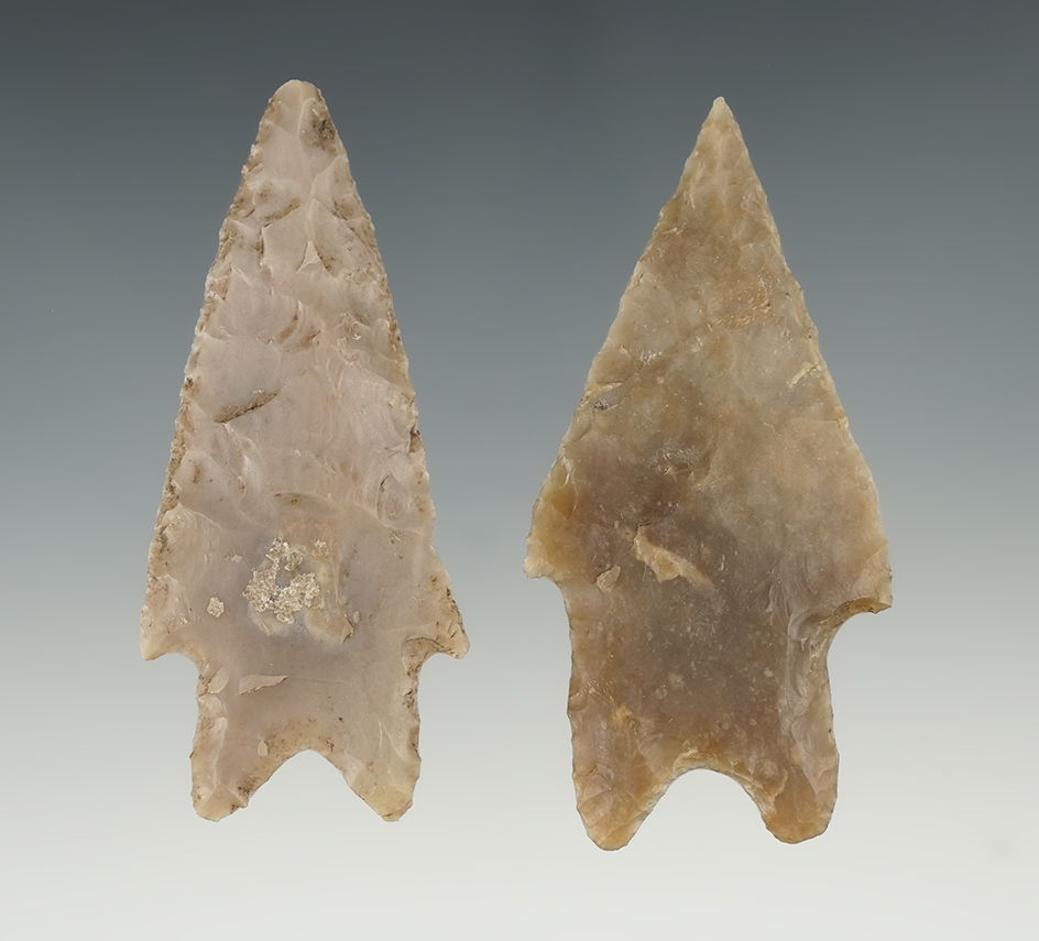 Pair of well made Texas Pedernales points. The largest is 2 13/16".