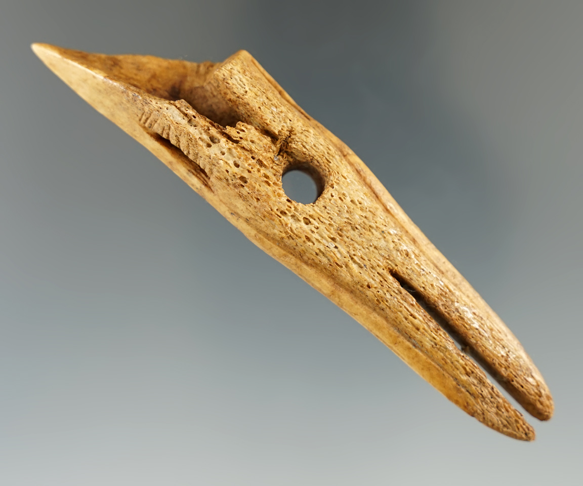 3 13/16" bone Inuit harpoon toggle found in Alaska. Comes with a Bennett COA.