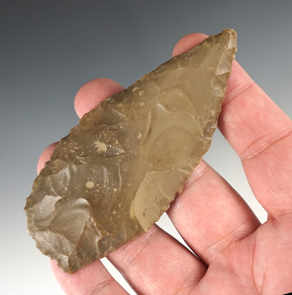 Well flaked 4" Blade found in Real Co., Texas. Made from Edwards Plateau flint.