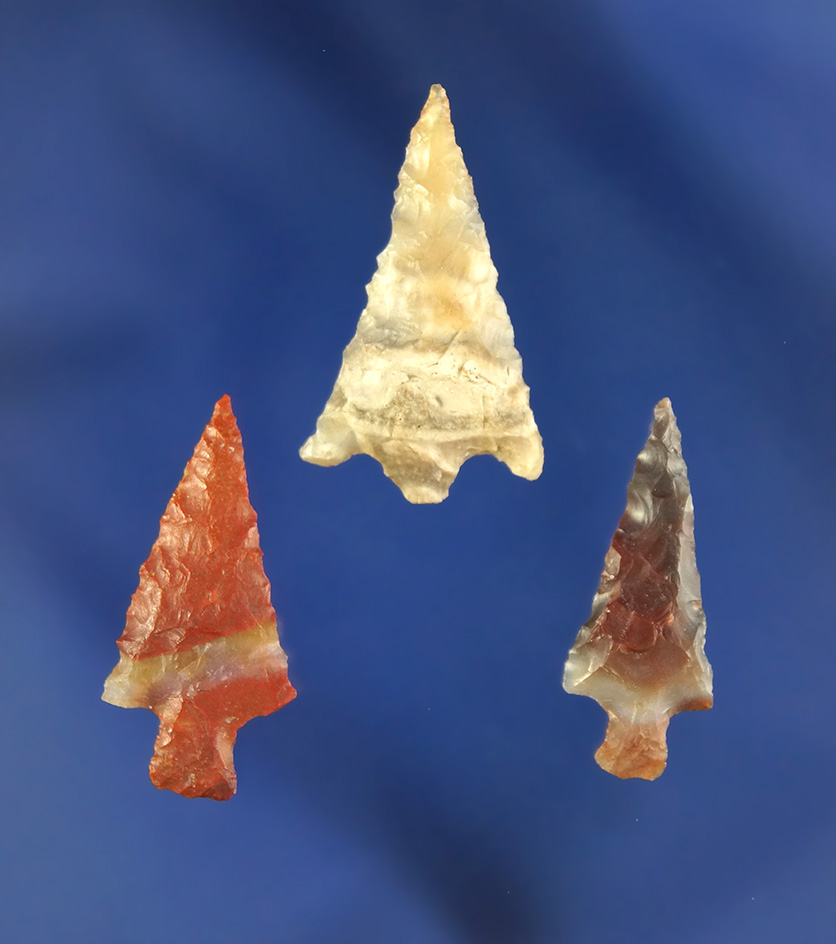 Set of three attractive Columbia River Gempoints found at the Decker site on Savies Island.