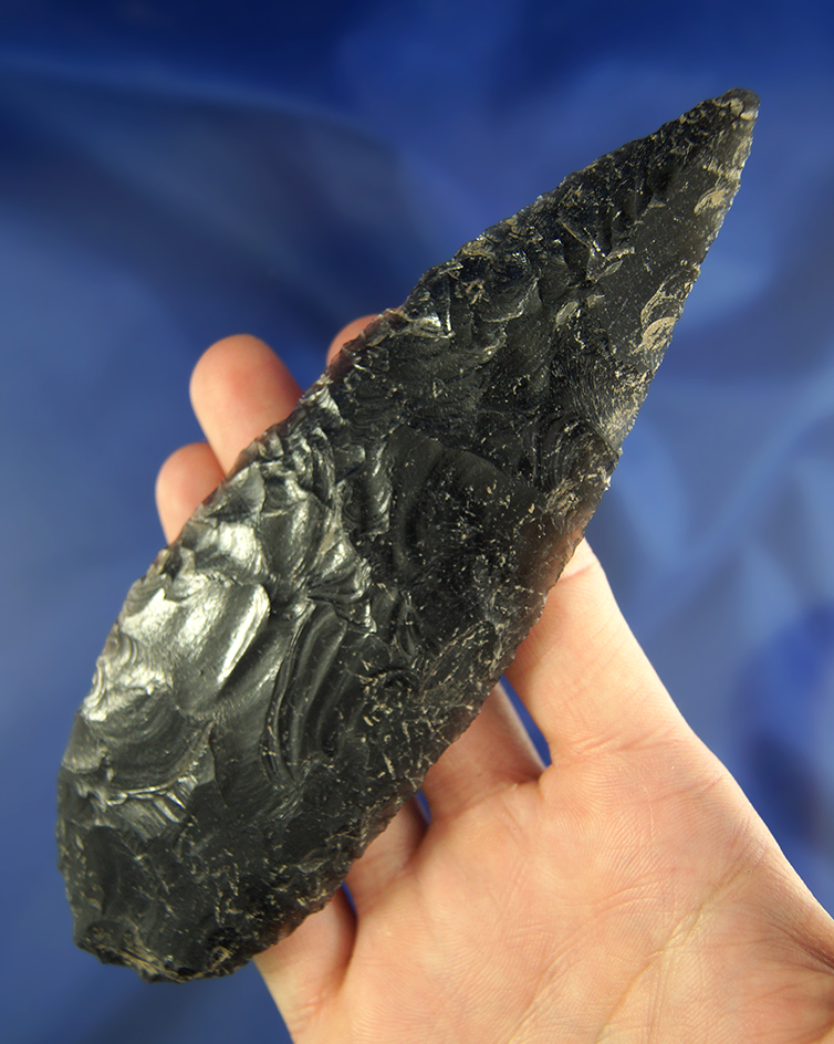Large and nice! 5 7/8" Archaic leaf Blade found by Monte Seus in Lake County, Oregon.  Stermer COA.