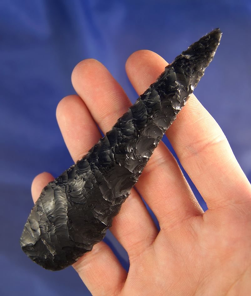 Nice! 4 7/16" Whamuza Knife made from Obsidian in excellent condition - Fort Rock, Oregon.