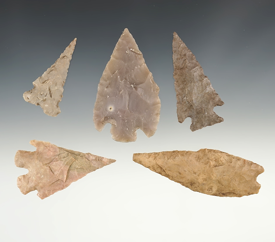 Set of 5 Texas points in nice condition. The largest is 3 3/16".