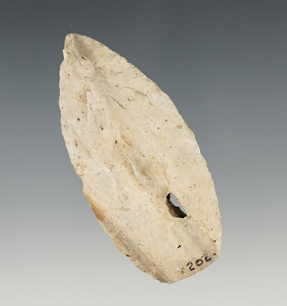 2 13/16" early Blade with nicely ground lower edges. Found in St. Clair Co., Illinois.
