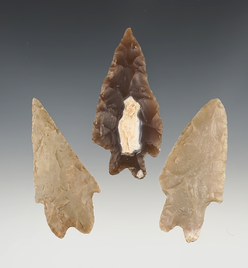 Set of 3 Texas Pedernales in good condition. The largest is 2 3/4".