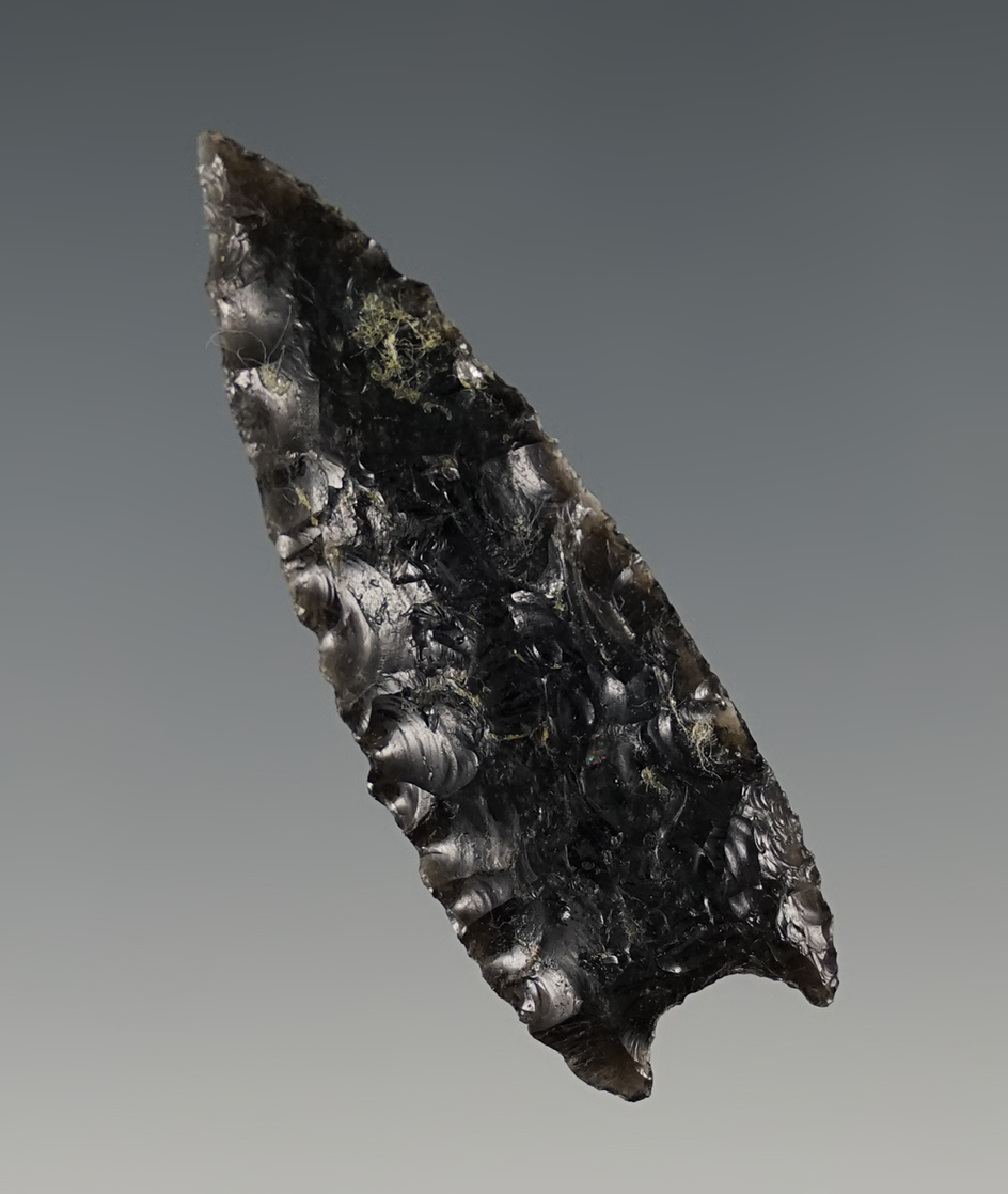 2 1/16" Humboldt Concave Base made from Obsidian. Found in Oregon.